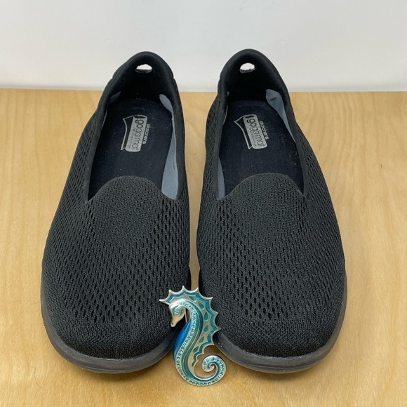 Skechers Go Step Black Knit Mesh Skip On Shoes w/Goga Mat Technology Size 9 - Picture 2 of 10